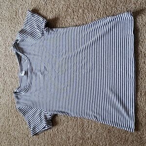 Old Navy M short sleeve shirt top navy blue white striped stretchy
